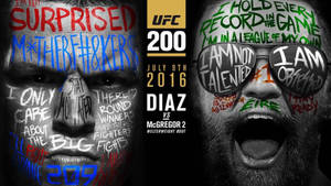 UFC 200海報，兩名拳手帶有臉部彩繪和標語。 — 終極格鬥冠軍賽 壁紙