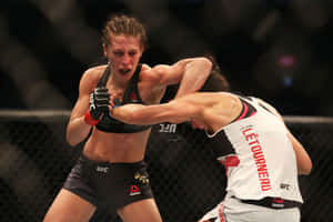 兩名女性MMA拳手在鐵籠內進行高能量比賽。 — 高清 壁紙