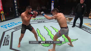 UFC比賽中八角籠內的兩名MMA拳手。 — 1600x900 壁紙