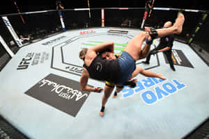 兩名MMA拳手在比賽期間於UFC八角籠內展開對戰。 — 終極格鬥冠軍賽 壁紙