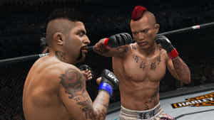 兩名有刺青的MMA拳手在籠中準備戰鬥。 — 電玩遊戲 GIF 壁紙