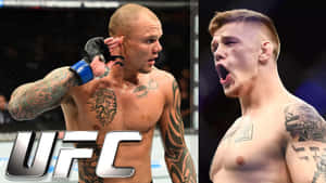 兩名紋身男性MMA拳手在UFC八角籠中進行激烈比賽。 — 終極格鬥冠軍賽 壁紙