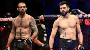兩名MMA拳手在UFC比賽中於八角籠內對戰。 — 桌面 壁紙