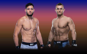兩名赤裸上身的男性MMA拳手穿著UFC裝備，表情嚴肅地擺姿勢。 — 運動 壁紙
