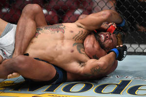 兩名MMA拳手在八角籠內進行纏鬥比賽。 — 極限運動 壁紙