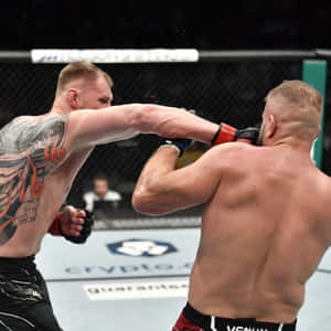 兩名MMA拳手在職業比賽中於八角籠內互相出拳。 — 終極格鬥冠軍賽 壁紙