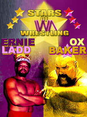 兩名摔角手 Ernie Ladd 和 Ox Baker 在 IWA Wrestling 的宣傳海報中。 — 運動 壁紙