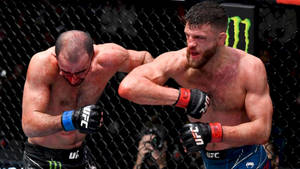 兩名MMA拳手在八角籠中進行UFC比賽時互相出拳。 — 運動 壁紙