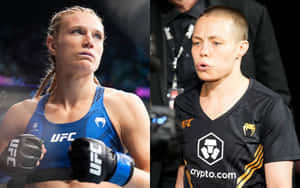 兩名身穿UFC裝備的女性MMA拳手在比賽前表現專注。 — X戰警 壁紙