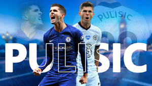 足球運動員慶祝，並突出顯示 Pulisic 的名字。 — 運動 壁紙