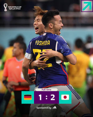 日本足球員在世界盃以2-1擊敗德國後慶祝。 — 日本 壁紙