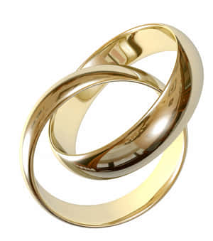 兩枚金色結婚戒指以現代簡約設計交織在一起。 — Nubia Flip 壁紙