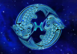 雙魚座星座符號，兩條魚在星空夜空中。 — 星星 壁紙
