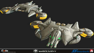 兩艘帶有發光點綴的未來灰色太空船懸浮在太空中。 — 灰燼紀元：升級 壁紙