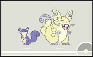 兩隻寶可夢 Rattata 和 Raticate 與一個精靈球一起站立。 — 可愛 壁紙