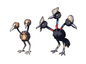 兩隻卡通鴕鳥生物，一隻單頭，一隻雙頭 — 電玩遊戲 GIF 壁紙