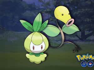 夜晚森林場景中的兩隻寶可夢Bellsprout和Weepinbell。 — 寶可夢 壁紙