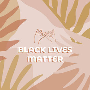 兩隻手在熱帶葉片背景上形成心形，並帶有「BLACK LIVES MATTER」文字。 — 黑色 壁紙