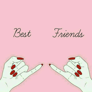 兩隻插圖手，紅色指甲，互相指向對方，帶有 'Best Friends' 文字。 — 摯友永遠 壁紙