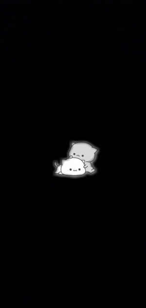 兩隻發光的卡通貓咪在黑暗中依偎 — 可愛狗狗 GIF 壁紙