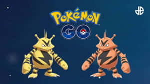 兩個寶可夢角色在黑暗星空背景上帶有閃電和 Pokémon GO 標誌。 — 電玩遊戲 GIF 壁紙