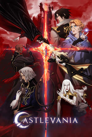 Castlevania 動漫角色在戲劇性的戰鬥場景中，手持發光的劍，背景是黑暗的城堡。 — iPad Pro 11 壁紙