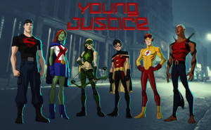 Young Justice 超級英雄團隊夜晚站在霓虹燈照亮的小巷中。 — 少年悍將 壁紙