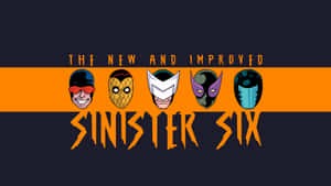 「The New and Improved Sinister Six」下方的六個反派面具。 — 恐怖反派 壁紙