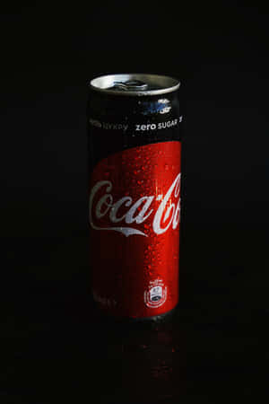 冰涼的Coca-Cola Zero Sugar罐在深色表面上帶有冷凝水珠 — 小米平板 8 Pro 壁紙