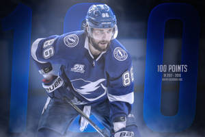 冰球運動員 Nikita Kucherov 慶祝 2017 2018 賽季獲得 100 分。 — 運動 壁紙