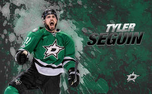 身穿綠色球衣的冰球運動員 Tyler Seguin 張開嘴慶祝。 — 運動 壁紙