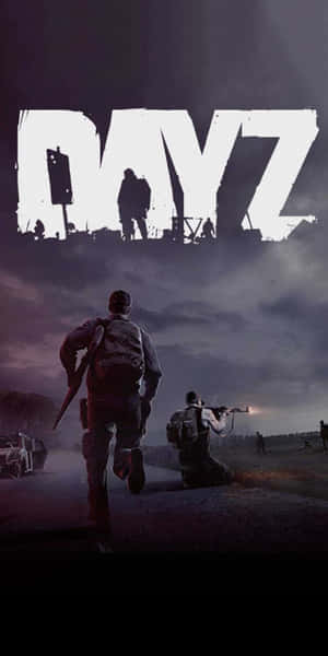 倖存者在黑暗的天空下穿過廢墟景觀，上方有 DAYZ 字樣。 — Pixel 3 壁紙