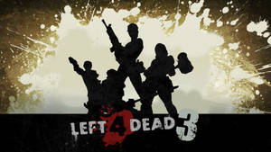 四個武裝倖存者的剪影，背景濺有顏色，帶有「Left 4 Dead 3」標誌。 — 惡力並進 壁紙
