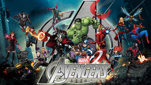 Marvel復仇者聯盟團隊在毀滅的城市中與黑暗勢力作戰。 — 漫威復仇者聯盟 壁紙