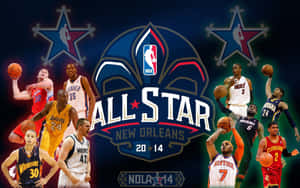 NBA全明星2014活動海報，籃球運動員穿著球隊球衣。 — 運動 壁紙