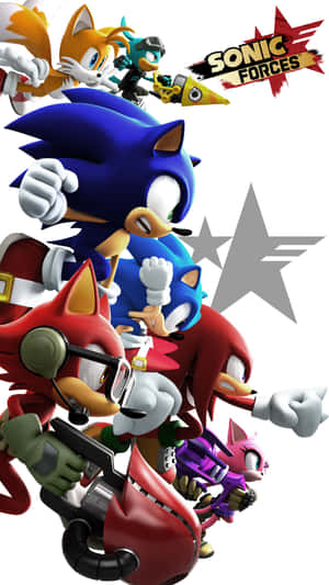 《音速小子》與朋友們在《Sonic Forces》遊戲中展現動感十足的動作姿態。 — 音速小子 壁紙
