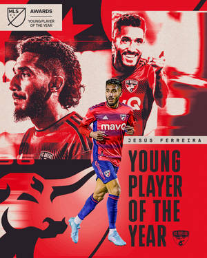 足球員 Jesús Ferreira 身穿 FC 達拉斯球衣慶祝贏得年度最佳年輕球員獎項。 — 運動 壁紙