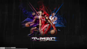 Tracy McGrady 身穿紅色球衣，在數位運動藝術作品中帶有發光能量效果。 — 籃球 迈克尔·乔丹 壁紙