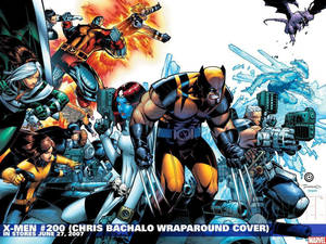X-Men 團隊在漫畫插圖中進行戰鬥，帶有火焰和冰凍效果。 — X Games 壁紙
