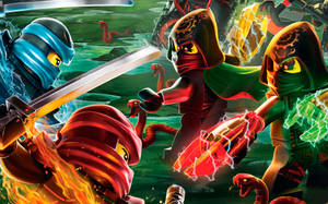 LEGO Ninjago忍者們在充滿蛇的沼澤中以元素力量戰鬥。 — 樂高旋風忍者 壁紙