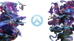 Overwatch團隊英雄以鮮豔色彩擺出動態戰鬥姿勢。 — 電玩遊戲 GIF 壁紙