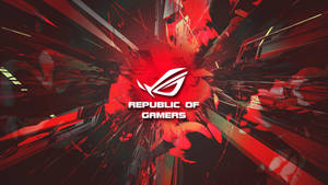 ROG Republic of Gamers 標誌，帶有紅色和黑色數位爆炸背景。 — 玩家共和國 壁紙