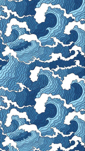 地形圖案設計中的風格化藍白海浪。 — 美學深藍 壁紙