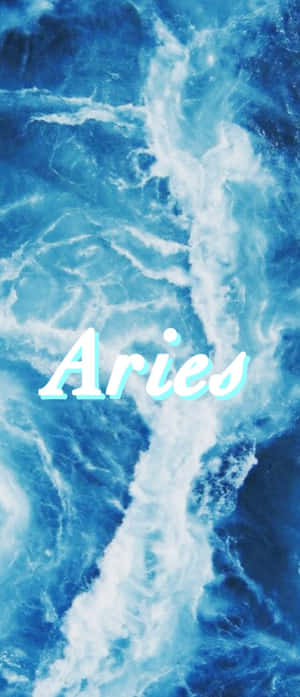 帶有發光 Aries 文字的海浪 — POCO M7 壁紙