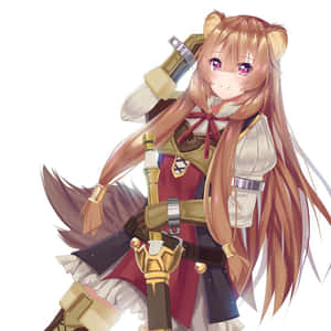 動漫女孩，有熊耳朵，穿著幻想盔甲，手持劍。 — 拉芙塔莉雅 壁紙