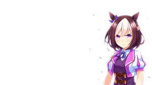 動漫女孩，貓耳朵，紫色眼睛，穿著紫色服裝，漂浮的葉子。 — 生氣 壁紙