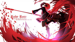 動漫角色Ruby Rose以戰鬥姿勢出現，帶有紅色能量效果。 — Rwby 壁紙