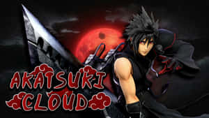 動漫戰士 Akatsuri Cloud 紅眼黑斗篷，手持大劍，背景是紅月。 — 火影忍者 卡卡西 壁紙