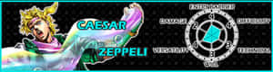 動漫角色 Caesar Zeppeli 在遊戲介面中帶有統計輪盤。 — 제페토 壁紙
