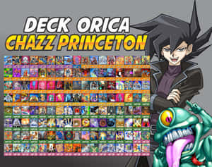 Chazz Princeton 與他的怪獸牌組和綠色怪獸，動漫風格。 — 5:4 壁紙